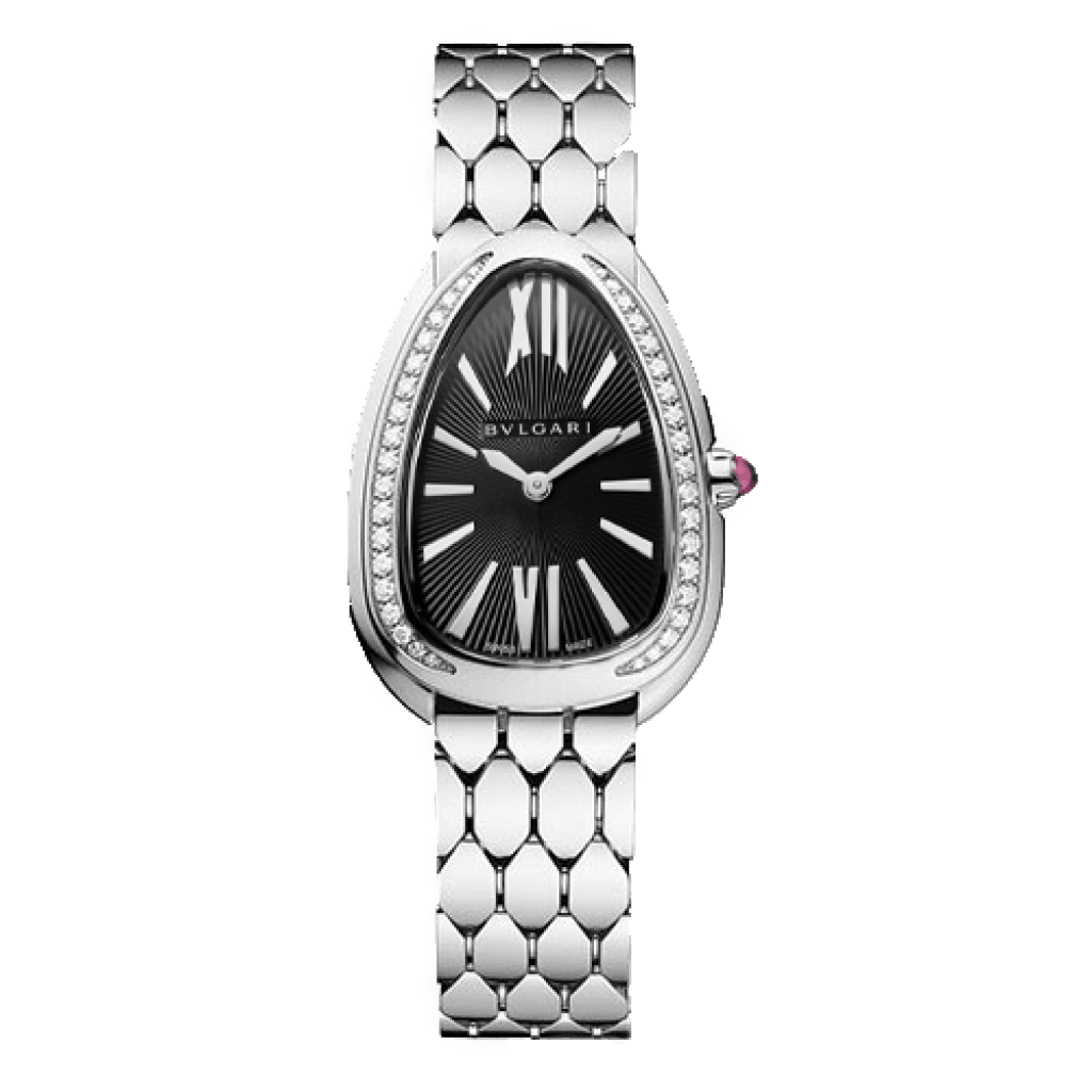 BVLGARI Seduttori Silver Black Dial Iced