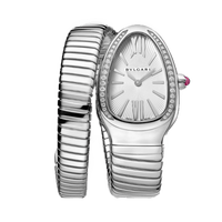 Bvlgari Serpenti Argenté fond blanc sertie