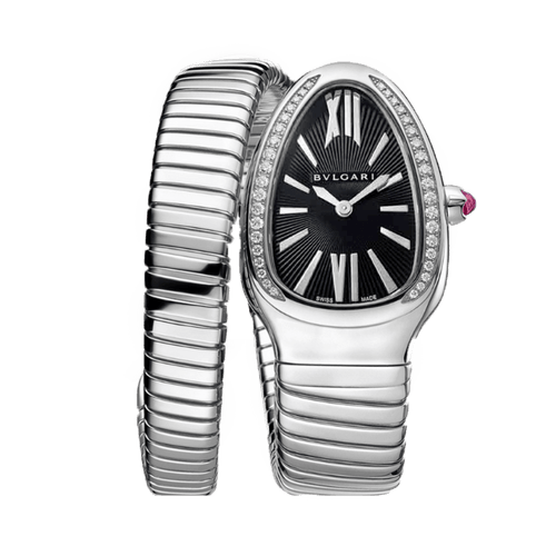 Bvlgari Serpenti Argenté fond Noir sertie