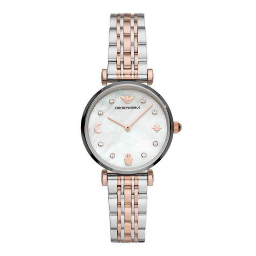 MONTRE FEMME EMPORIO ARMANI GIANNI T-BAR AR80037 ACIER BLANC