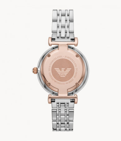 MONTRE FEMME EMPORIO ARMANI GIANNI T-BAR AR80037 ACIER BLANC